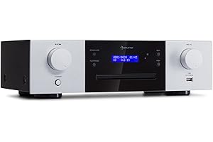 Auna CD-1000 DG - Lettore CD hifi, USB, MP3, telecomando, lettore CD con display LED, ricevitore CD in alluminio, nero-bianco