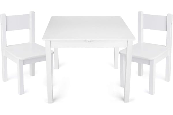 Leomark Yeti Table et 2 chaises Enfant Chambre Bébé Table pour Enfants Meuble Chaise Petit Bureau Dimensions: L 60 x L 60 x H 49 Couleur Blanc