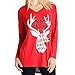 Produktbild Weihnachten Kleidung Damen,Juliyues Weihnachten Brief Print Langarmshirt mit V-Ausschnitt Pullover Sweatshirt Tops Bluse