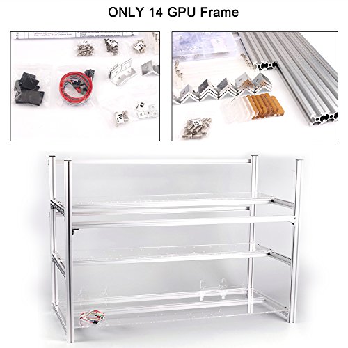 14 Gpu Mining Rig Case Aluminum Stackable Open Air Frame