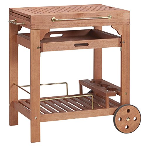 baumarkt direkt Servierwagen Multifunktion, ausziehbar, Eukalyptusholz, 70-140×50 cm 50 cm, 70,140 cm, braun - 6