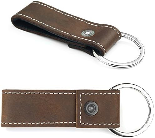 Key Ring - Key Chain - Men's Ladies Unisex Leather MenQ - Keyring Pendant - Key Fob - Other, Leather, Brown Rustic