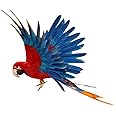 B Blesiya Artificial Birds Flying Parrot Restic Bird Animal Bird Garden Figurine Deco Figurine Decoration Bird Scarer Garden Ornament - 15.7inch Red and Blue