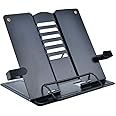 Cartxomy Book Stand for Table Book Holder Book Organizer - Portable Metal Desktop Adjustable Foldable Cookbook Holder Recipe Book Holder Stand Textbook Stand Music Book Stand Rack Steel (Black)