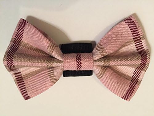 pink tartan dog bow tie one size fits all slips over your dogs collar