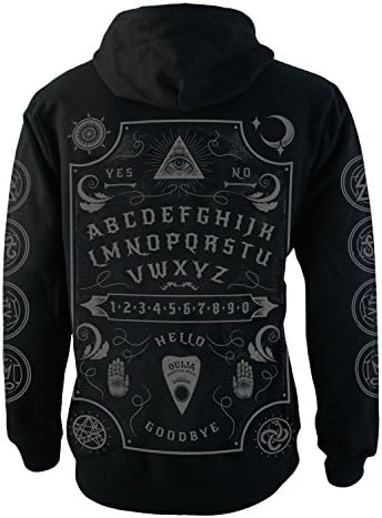 Ouija Board Genuine Darkside Nu Goth Occult Fleece Zip Hoody with Grey Print Large