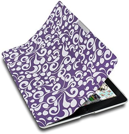 Lente Designs® Apple iPad 3 or 4 ONLY slimline polyurethane clip in cover purple with white 'Waterflow' design