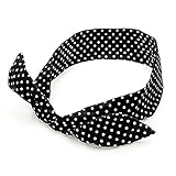 Black & White Polka Dot Print Wire Headband Scarf