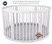 Produktbild Unbekannt ATLAS DUE Weiß mit Stoffeinlage in grau mit weißen Sternen Rundes Laufgitter aus Massiv Holz mit Softeinlage Ø 120cm große Laufgitter …