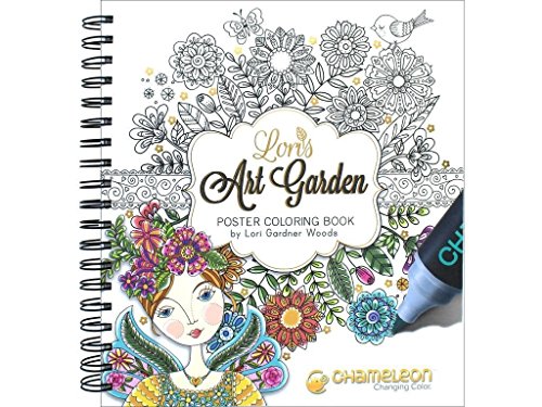 Chameleon Pen Malbuch "Loris Art Garden Coloring Book" 20 Malvorlagen