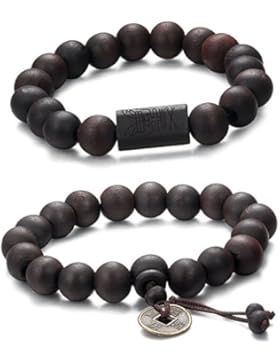 Jstyle Schmuck 11mm Holz Perlen Armband für Männer Frauen Tibetan Buddhist Prayer Link Cool