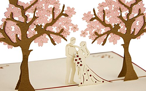 Hochzeitskarte Glückwunsch und Einladung, Edel, Elegant, originell, Geschenk, Mitbringsel Hochzeit, Glückwunschkarten, Hochzeitskarten mit Umschlag, Pop Up Karte, L10 - 3