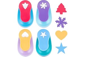 GOMAKERER 4 Pcs Paper Punchers, Mixed Color Scrapbook Crafts Paper Punch Christmas Punchers Mixed Shapes Punches tools for Paper Crafting Scrapbooking Cards Arts DIY Project