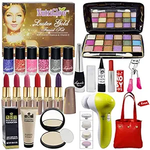 LAPERLA Exclusive Beauty Combo Makeup Set With Gold Facial Kit,Massager & Handbag
