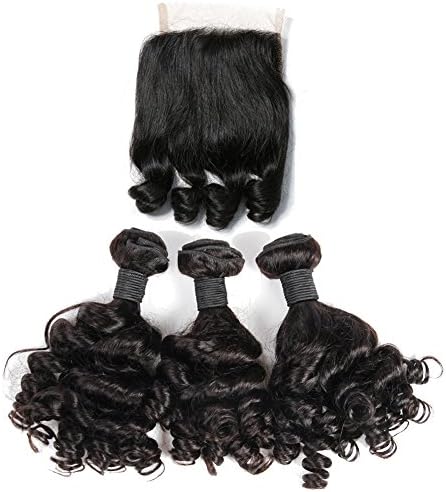 HmtAfro Brazilian Funmi Hair Bundles and Lace Closure 9A Grade Natural Color (22'' 22'' 22''+20'' closure)