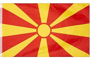 MUWO Flagge Nations Together 90 x 150 cm Nationalmanschaften, doppelseitige Gartenflagge, wetterfeste Fanflagge, Fußballflagge Polyester Länderfagge Deutschland mit Ösen (Nordmazedonien)