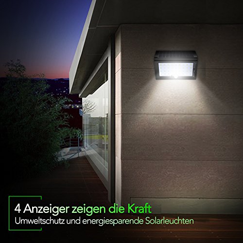 Solar Aussenleuchte, CroLED Solarleuchte 35 LED Außenwandleuchte Solar Wandleuchte 4000mAh Solar Gartenleuchten 4 Modi mit Bewegungsmelder Solarlampen mit 180° Weitwinkel - 8