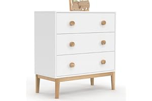 IDMarket - Cassettiera 3 cassetti Jacob 80 cm Bambino Bianco e Legno