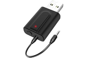 AIGOLINK USB Bluetooth 5.0 Transmisor y Receptor, 2 en 1 Adaptador Audio con Jack 3.5mm Cable para Televisión PC Amplificador Coche Móvil Altavoces