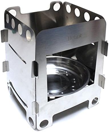 BeGrit Portable Stainless Steel Lightweight Folding Wood Stove Pocket Alcohol Stove Outdoor Cooking Camping Backpacking