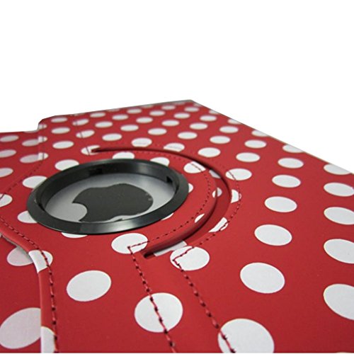 iPad 2/ iPad 3/ iPad 4 Hülle, Apple iPad 2/ iPad 3/ iPad 4 Hülle Lifetrut® Ultra-slim Flip Kunstleder Tasche Edles Cover Leder Case Ultra Dünn und super leicht Leder Hülle Schutz Hülle mit Standfunktion [Rot + Weiß Polka-Punkt] - 5