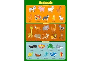 WISDOM LEARNING Learn Farm, Wild & Marine Animals Wall Chart Educational Toddlers Kids Childs Poster Art Print WallChart