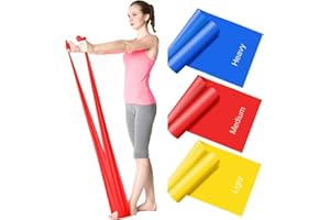 PIYAREY Resistance Bands Set [Set of 3] 1.5M/4.9ft Skin-Friendly Exercise Bands with 3 Resistance Levels,Workout Bands Set for Women Men,Ideal for Yoga,Gym,Fitness (MULTI-COLOR)) ((SET OF 3 (MULTI-COLOR))