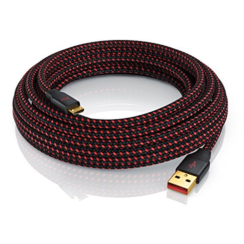 CSL – 5m MicroUSB Schnellladekabel mit Datenübertragung | Nylonmantel / besonders strapazierfähig | UltimateCharge 18/24 AWG / optimiert für Ladevorgänge | vergoldete Kontakte | für Samsung, HTC, Huawei, Motorola, Nokia, LG, HP, Sony, Blackberry usw. - 5