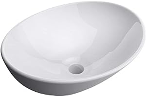 DB DUROVIN BATHROOMS Durovin Bathrooms Ceramic Bathroom Basin - Countertop Sink Vessel - Oval Washing Bowl Sloping Wall (410 x 330 x 140mm)