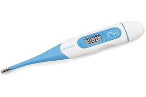 SOLMIRA Termómetro Digital Turquesa, Alta Precisión, a Prueba de Agua, Medición Axilar, Rectal u Oral, Apto para Bebes, Niños y Adultos
