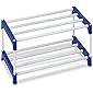 Ebee 4 Pair Metal Shoe Stand (Blue, 2 Shelves)