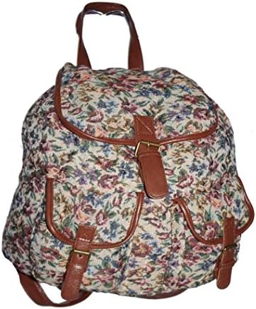 Ladies Womens Owl Butterfly Oil Cloth Canvas Rucksack Backpack Girls Shoulder School College Gym Bag Polka Dot Handbag CB151 LeisureGear uk (Tapestry Beige)