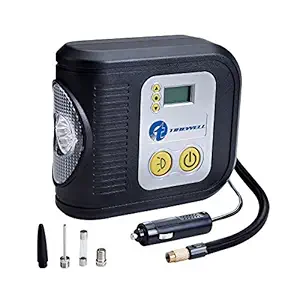 TIREWELL TW-7001 12V Digital Tyre Inflator Auto Cutoff Portable Air Compressor with LED Light and 3 Different Nozzle (TW-7001)