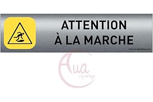 AUA SIGNALETIQUE - Plaque de porte Aluminium brossé imprimé AluSign - 200x50 mm - Double Face adhésif au dos (attention à la marche)