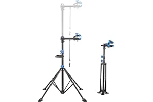 VEVOR Pied d'atelier vélo, hauteur réglable de 835-1440 mm, support de réparation de vélo robuste, charge 29,9 kg, stand de bicyclettes avec plateau à outils magnétique, pour VTT et vélos de route