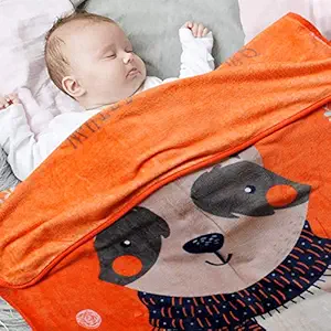 MOM Cares Fleece Blanket for Newborn- Soft Warm Baby Blanket - Fluffy Cozy Single Layered Gifting -Baby ,Infants Baby Blanket for Girl ,Boy(0-2 yrs)(Orange)