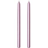 2&rsquo;li Metalik Pembe Şamdan Mum Seti 25 cm &ndash; Dekoratif İnce Şamdan Mum, Kokusuz Parafin Wax,%100 Pamuk Fitil, El D&ouml;k&uuml;m, Uzun S&uuml;
