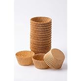 Orret Home 100 Adet Kraft Kek Kaps&uuml;l&uuml; Cupcake Muffin Kalıbı Yanmaz Yapışmaz Yağlı Kağıttan Tek Kullanımlık Fırın Uyumlu Kek K