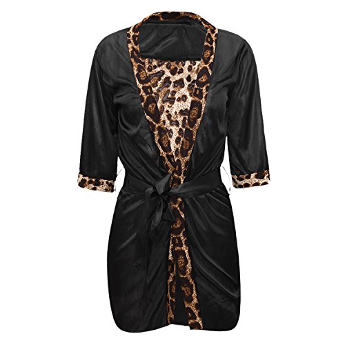 CHIC-CHIC Damen Morgenmantel Leopard Pyjama Herz Unterwäsche Chiffon Schlasfanzug Bademantel Negligee - 5