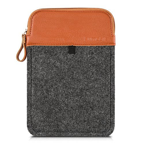 kwmobile Tablettasche Filz Sleeve für 7" Tablet - Tablet Schutzhülle Tasche Case Hülle in Dunkelgrau Braun Innenmaße: ca. 20,6 x 13,9 cm