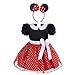 Produktbild CHICTRY Baby Mädchen Kleidung Set 2tlg. Prinzessin Kostüm mit Ohren Haarreif Polka Dots festlich Party Fasching Karneval Kostüm Gr. 80 86 92 98 104#1 Rot 98-104