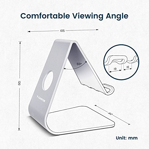 RampowÂ® Supporto Telefono Scrivania alluminio - GARANZIA A VITA - Supporto Scrivania Cellulare - Dock Stand per iPhone, Samsung, Huawei, Nexus, Xiaomi, OnePlus, Meizu, Nokia, Kindle, altri Smartphones e Tablets - Supporto Smartphone / Supporto Tablet - Argento