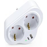 Golyat 2'li Priz, USB ve Type-C Girişli, Topraklı, İkili Priz &Ccedil;oklayıcı, 16A 250V, 2P+2E, &Ccedil;ift &Ccedil;ıkışlı, Elektrik Priz Adapt&ouml;r