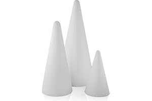 MCE-Commerce 1 x polystyrene Cone 7 cm, 9 cm, 21 cm, Diameter 12 cm, Height, Styrofoam, White, Höhe 12, 21, 27 cm