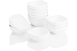 MALACASA Série Ramekin Dish, 12pcs Bols à Sauce en Porcelaine, 170ml Bols à Tapas et Sauces, Coupelle à Trempette Sauce Pour Tapas, Trempette, Sushi, Confiture, 10 x 10 x 3.7cm, blanc