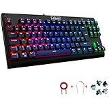 Mechanical Keyboard UK Layout, GooBang Doo Game Keyboards RGB Backlit 88 Keys Programmable Customization Anti-Ghost Blue Switch Waterproof Keyboard for Games with 5 changable Switches and key Cap Pull