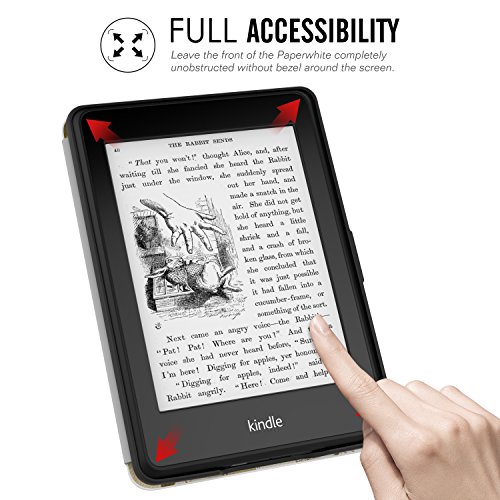 MoKo Kindle Paperwhite Hülle – Ultra Leightweight Schutzhülle Smart Cover mit auto Sleep / Wake Funktion für Alle Kindle Paperwhite (2016 / 2015 / 2013 / 2012 Modelle mit 6 Zoll Display), Zeitung Beige - 3