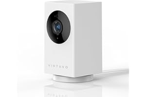virtavo Telecamera PTZ WiFi Interno con Fili, 1080P Videocamera di Sorveglianza, 24/7 Registrazione Continua, Visione Notturna, Tracciamento del Movimento con Sirena, Audio Bidirezionale