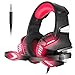 Produktbild VersionTECH. Gaming Headset Kopförer für PS4 Neue Xbox one Over-Ear-Headset mit LED-Licht Spiel Bass Stereo Noise Isolation Mikrofon für Laptop PC Tablet iMac PSP und Smart Phone iPhone, Rot