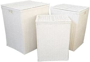 Cesto per la biancheria 43 x 34 x 57,5 cm bianco salice 020006175